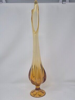 Viking Glass Amber Six Petal Swung Glass Footed Vasd